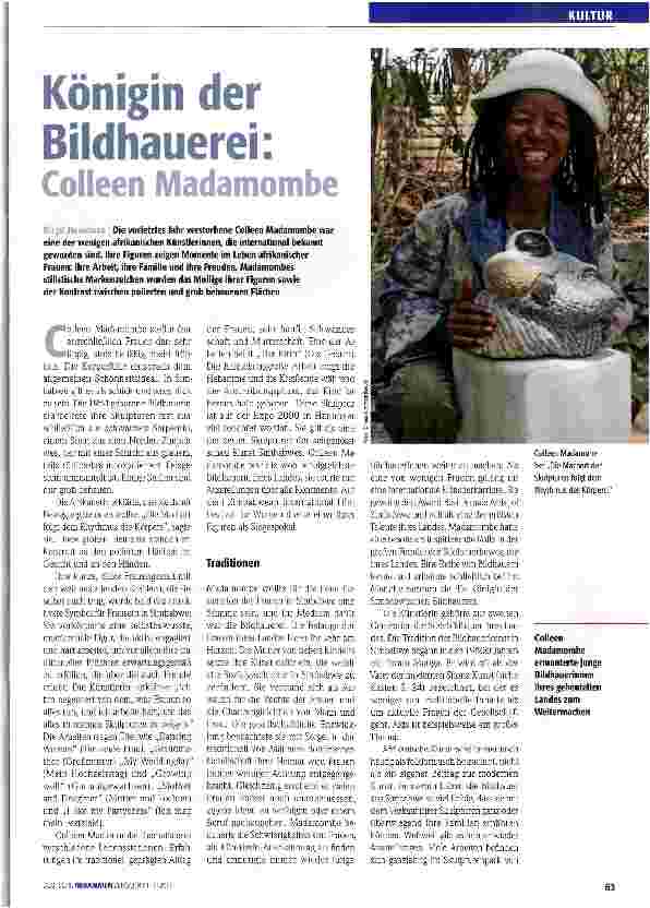 Vorschauseite 1: Königin der Bildhauerei:Colleen Madamombe