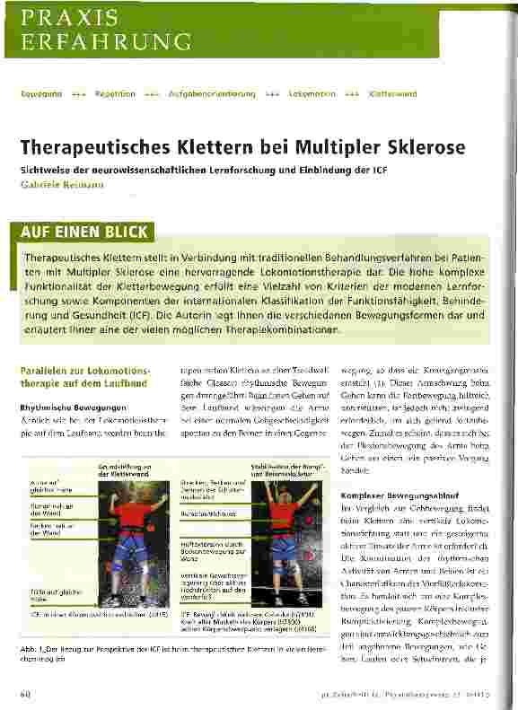 Vorschauseite 1: Therapeutisches Klettern bei Multipler Sklerose