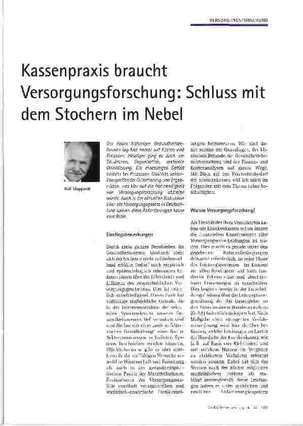 Vorschauseite 1: Kassenpraxis braucht Versorgungsforschung: Schluss mit dem Stochern im Nebel