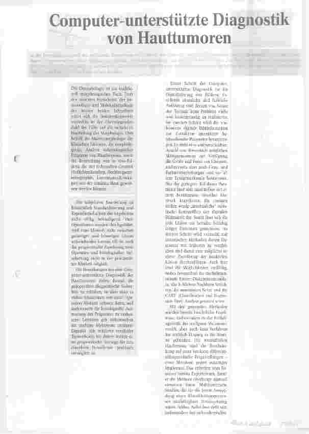 Vorschauseite 1: Computer-unterstützte Diagnostik von Hauttumoren