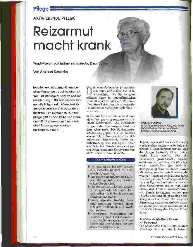 Vorschauseite 1: Reizarmut macht krank
