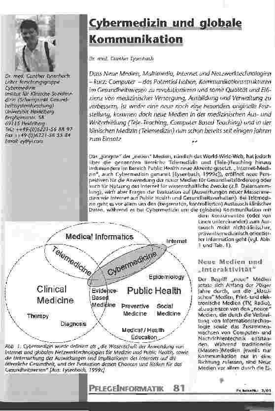 Vorschauseite 1: Cybermedizin und globale Kommunikation