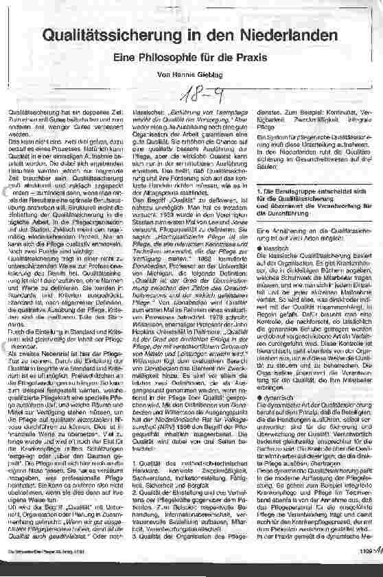 Vorschauseite 1: Qualitätssicherung in den Niederlanden Eine Philosophie für die Praxis