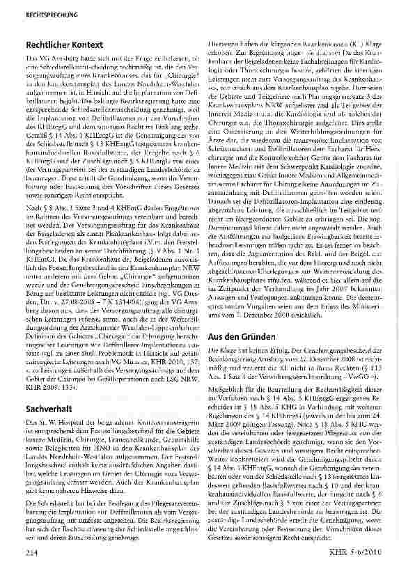 Vorschauseite 2: Reichweite des Versorgungsauftrags bei einem mit dem Gebiet „Chirurgie in den Krankenhausplan NRW aufgenommenen Krankenhaus