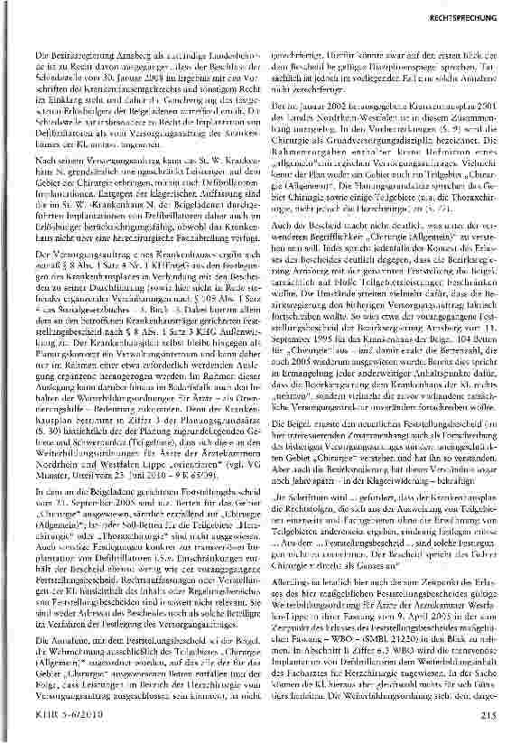 Vorschauseite 3: Reichweite des Versorgungsauftrags bei einem mit dem Gebiet „Chirurgie in den Krankenhausplan NRW aufgenommenen Krankenhaus