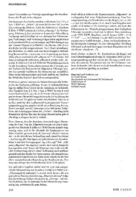 Vorschauseite 4: Reichweite des Versorgungsauftrags bei einem mit dem Gebiet „Chirurgie in den Krankenhausplan NRW aufgenommenen Krankenhaus