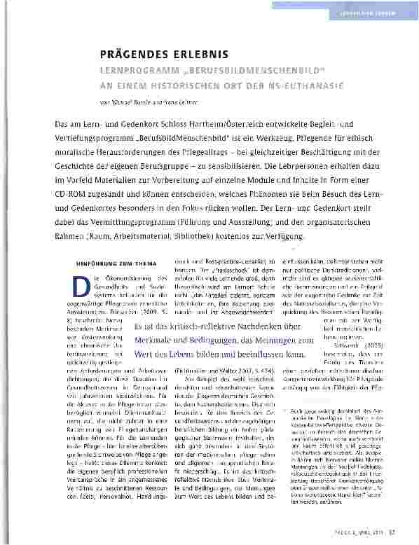 Vorschauseite 1: Prägendes Erlebnis