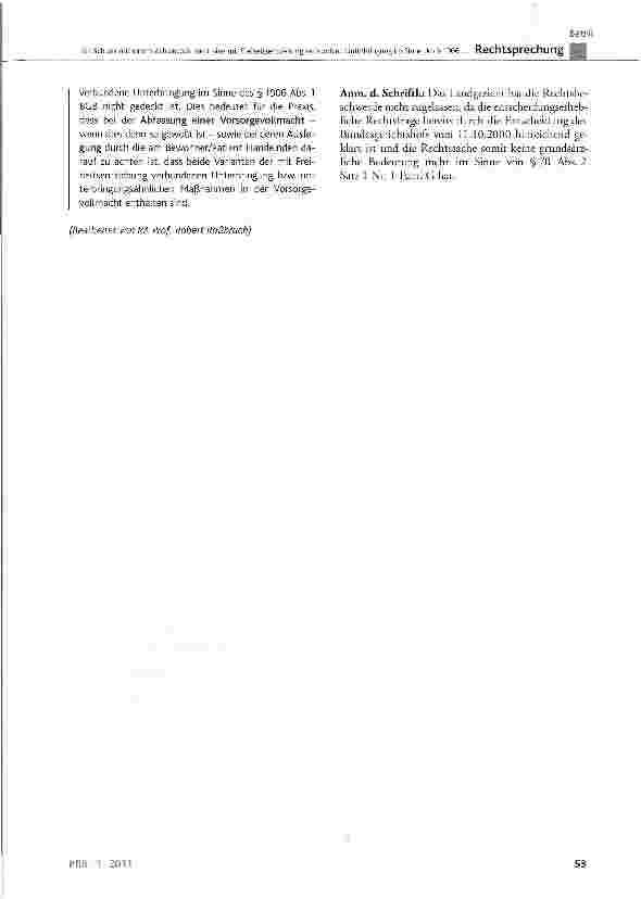 Vorschauseite 5: Ein Schloss mit einem Zahlencode stellt eine mit Freiheitsentziehung verbundene Unterbringung im Sinne des §1906 Abs. 1 BGB dar