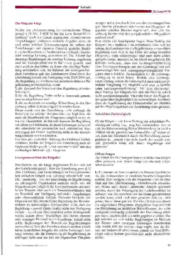 Vorschauseite 2: Begleitung zum Arzt -eine subsidiäre Regelleistung?