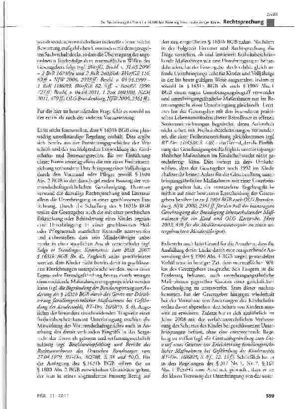 Vorschauseite 4: Zur Zustimmung der Eltern zur nächtlichen Fixierung ihres minderjährigen KindesBGB § 1631b, §1906 Abs. 4