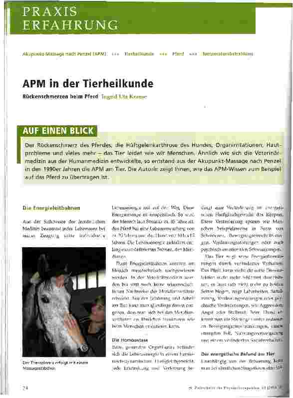 Vorschauseite 1: APM in der Tierheilkunde