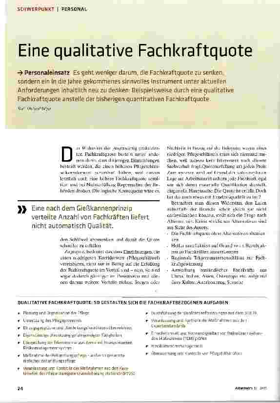 Vorschauseite 1: Eine qualitative Fachkraftquote
