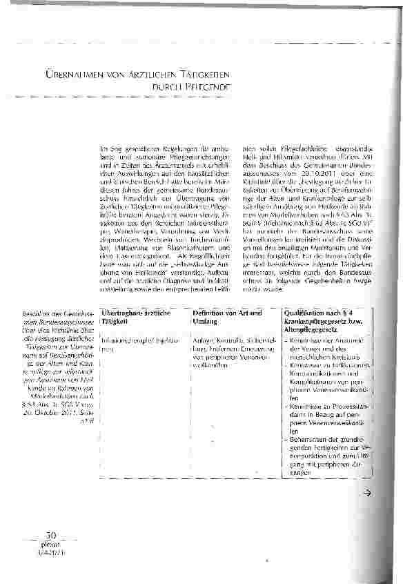Vorschauseite 1: ÜBERNAHMEN VON ÄRZTLICHEN TÄTIGKEITEN DURCH PFLEGENDE