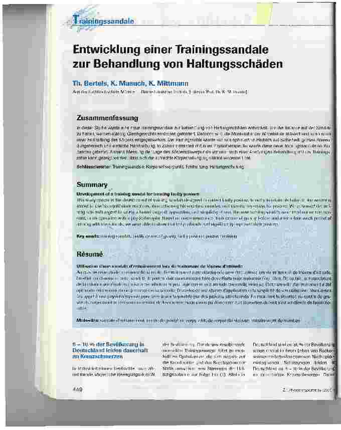Vorschauseite 1: Entwicklung einer Trainingssandalezur Behandlung von Haltungsschäden
