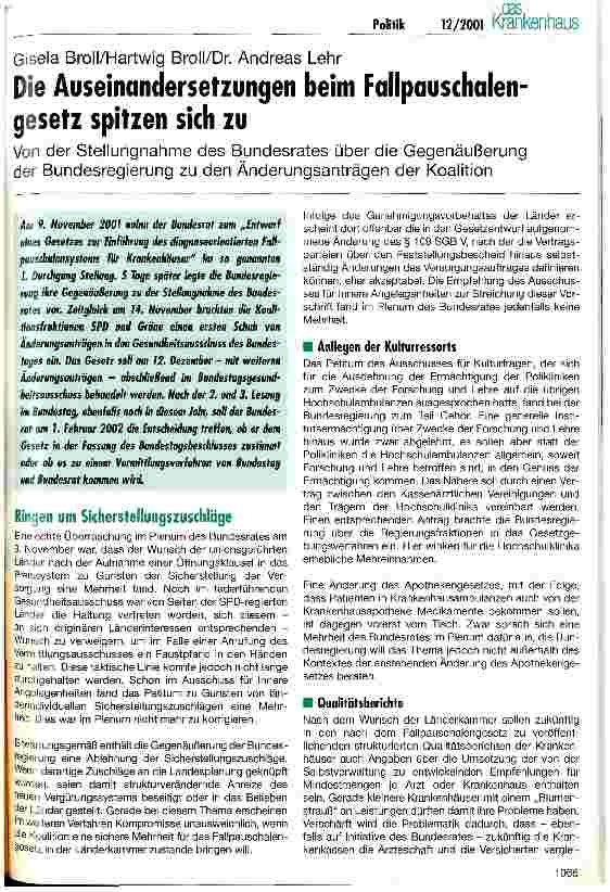 Vorschauseite 1: Die Auseinandersetzungen beim Fallpauschalengesetz spitzen sich zu