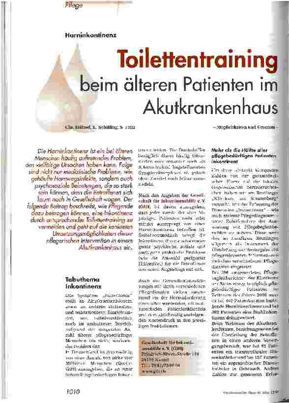Vorschauseite 1: Toilettentraining beim älteren Patienten im Akutkrankenhaus - Möglichkeiten und Grenzen -