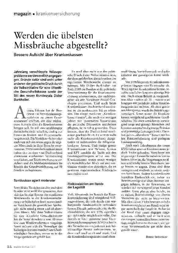 Vorschauseite 1: Werden die übelsten Missbräuche abgestellt?
