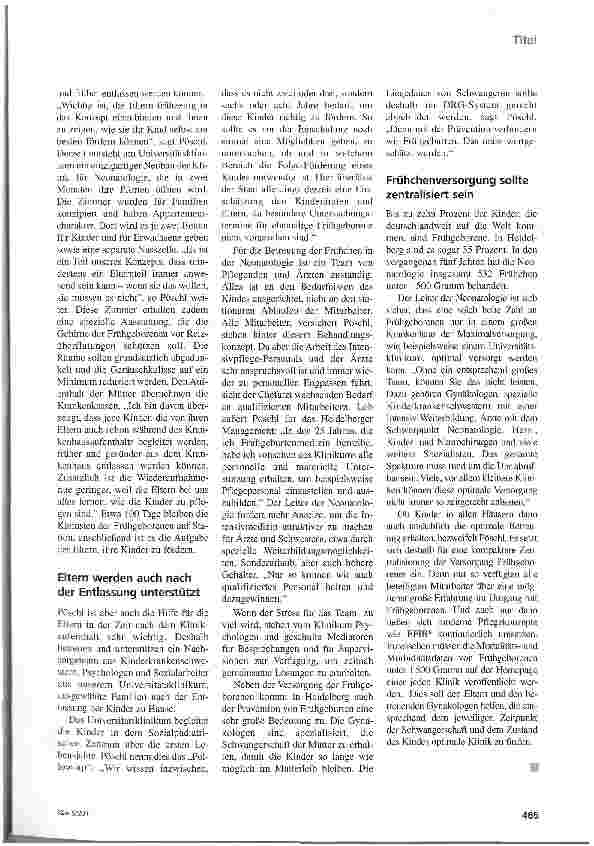 Vorschauseite 2: Bedürfnisse der Frühchen haben Priorität