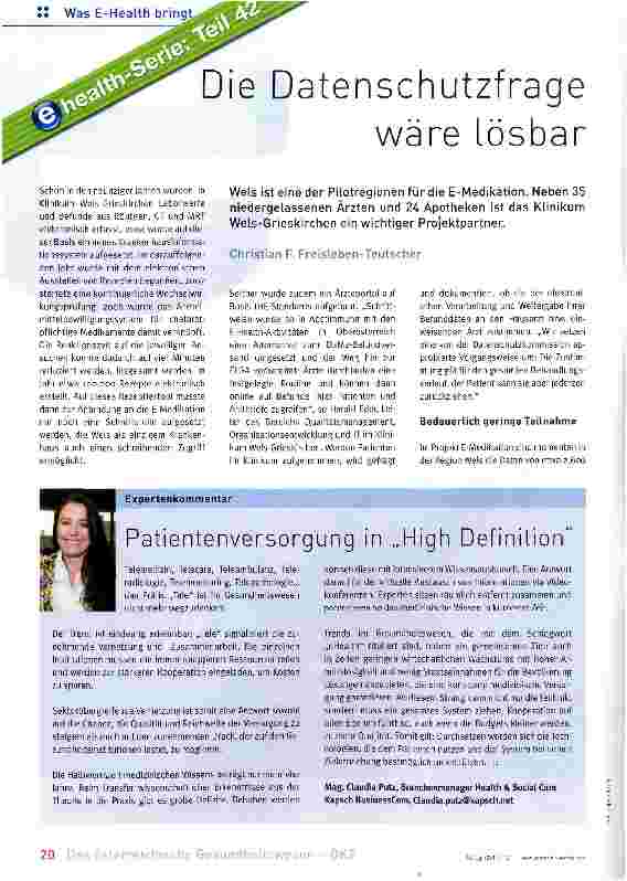 Vorschauseite 1: Die Datenschutzfrage wäre lösbar