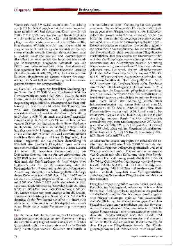 Vorschauseite 3: 14-tägige Kündigungsfrist für den Kunden im Pflegevertrag ist unangemessen undunwirksam