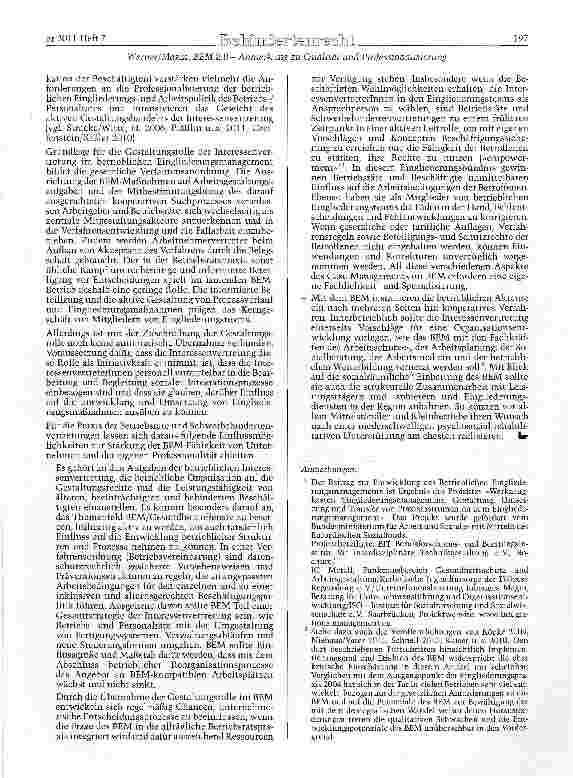 Vorschauseite 5: BEM 2. 0 - Anmerkungen zu Qualität und Professionalisierung eines Inklusionsverfahrens