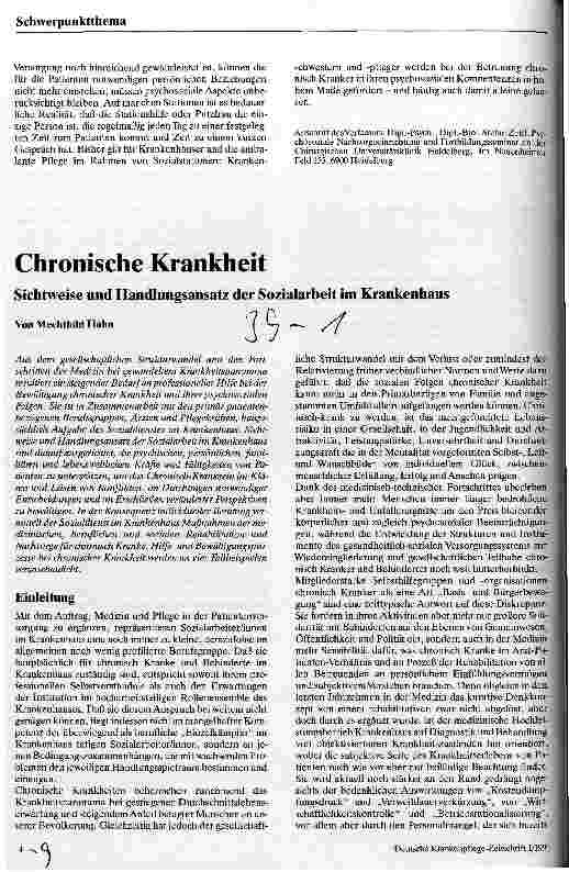 Vorschauseite 3: Die Pflege chronisch Kranker - Psychologische Aspekte
