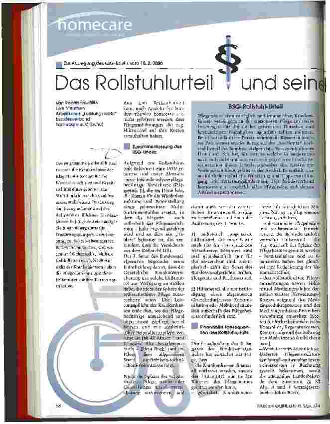 Vorschauseite 1: Das Rollstuhlurteil und seine Konsequenzen