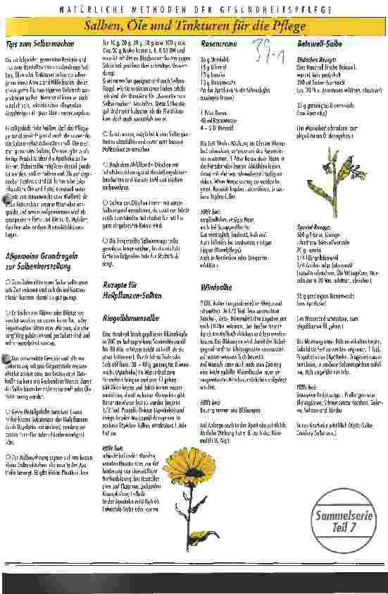 Vorschauseite 1: Natürliche Methoden der Gesundheitspflege Salben, Öle und Tinkturen für die Pflege