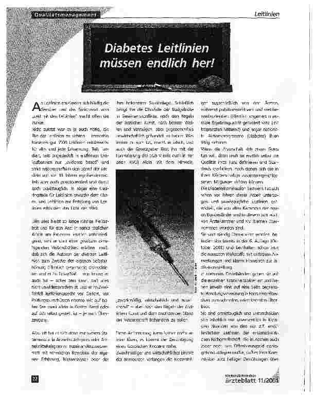 Vorschauseite 1: Diabetes Leitlinien müssen endlich her!
