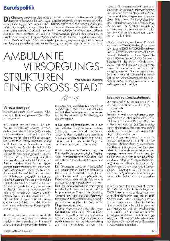 Vorschauseite 1: Ambulante Versorgungsstrukturen einer Groß-Stadt