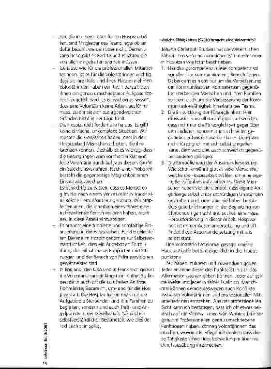Vorschauseite 3: Die Bedeutung der Volontärinnen und Volontäre in der Hospizarbeit