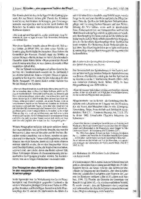 Vorschauseite 6: Mit-Leiden - eine vergessene Tradition der Pflege? Zentrum für Entwicklung und Forschung Pflege, UniversitätsSpital Zürich