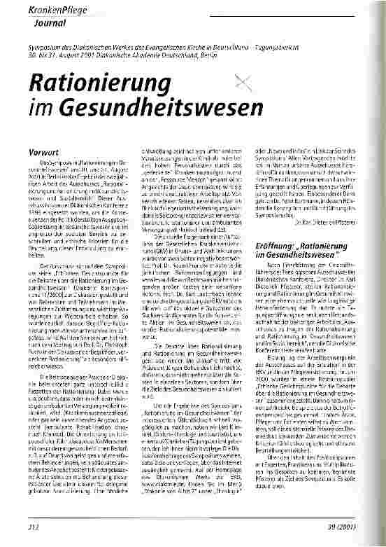 Vorschauseite 1: Rationierung im Gesundheitswesen