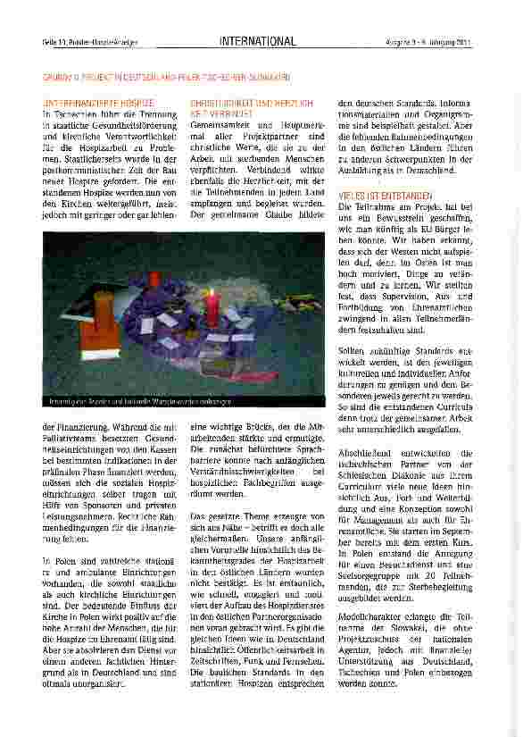 Vorschauseite 2: Hospizarbeit in Partnerorganisationen der EU