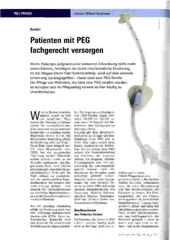 Vorschauseite 1: Patienten mit PEG fachgerecht versorgen