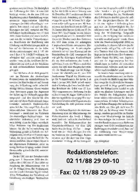 Vorschauseite 5: Mindestmengen bei der Versorgung von Frühgeborenen