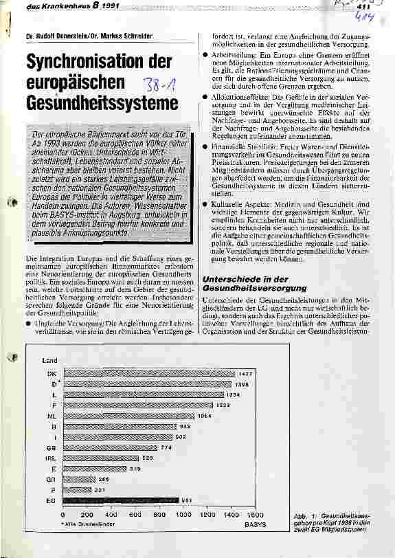Vorschauseite 1: Synchronisation der europäischen Gesundheitssysteme