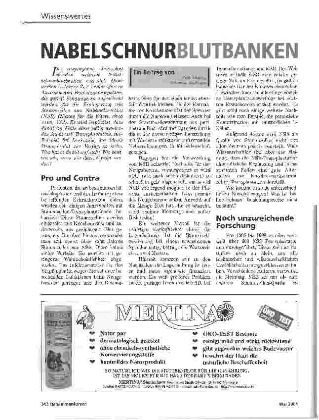 Vorschauseite 1: NABELSCHNURBLUTBANKEN