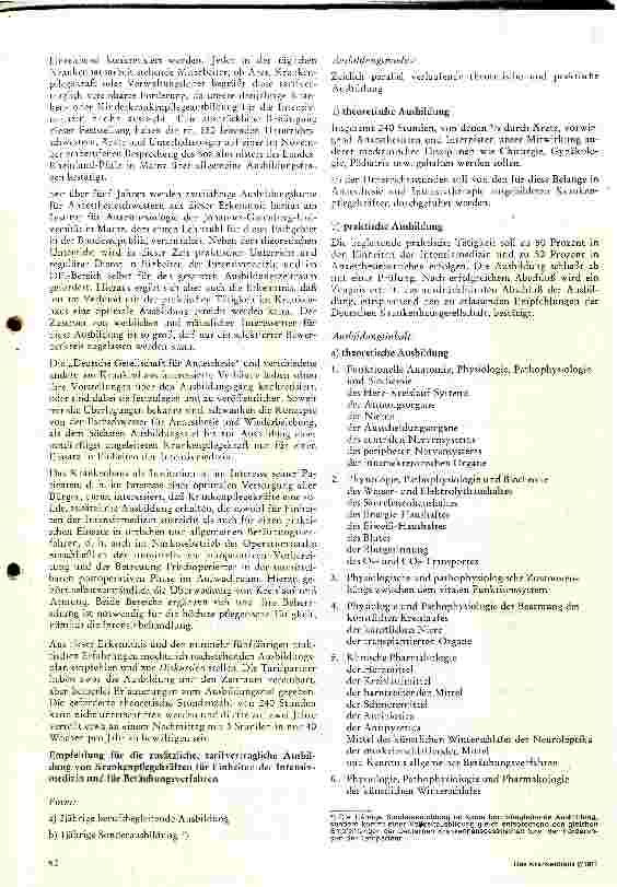 Vorschauseite 2: Vorschläge für Form, Ausbildungsmodus u. Inhalt der tariflich vereinbarten Sonderausbildung für Krankenpflegekräfte in der Intensivmedizin