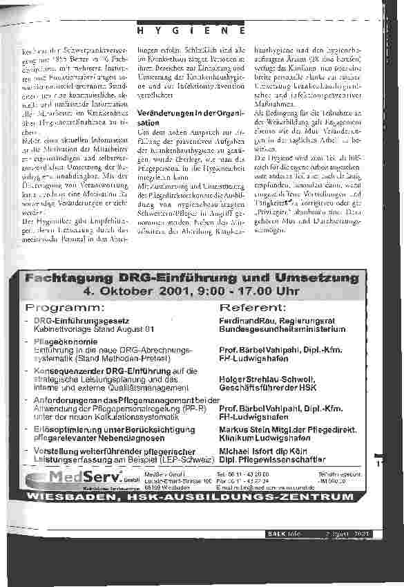 Vorschauseite 2: Hygiene und Qualität - erreichbar mit hygienebeauftragten Schwestern und Pflegern?