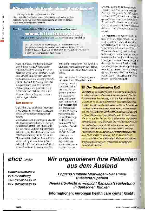 Vorschauseite 3: Karrieren im und rund um das Krankenhaus Sinnvolle, praxisorientierte Ausbildung und persönliches Engagement führen zum Erfolg