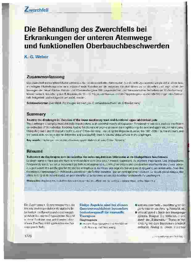 Vorschauseite 1: Die Behandlung des Zwerchfells bei Erkrankungen der unteren Atemwege und funktionellen Oberbauchbeschwerden