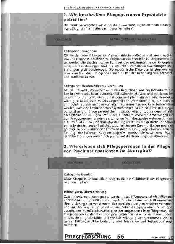 Vorschauseite 4: Psychiatrische Patienten im Akutspital Aus der Sicht der Pflegenden