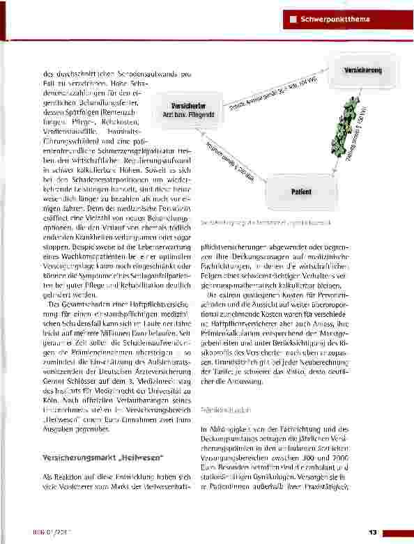 Vorschauseite 2: Die Situation der Haftpflichtversicherungen im Heilwesen