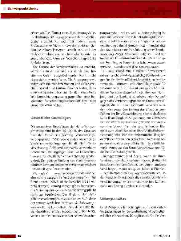 Vorschauseite 5: Die Situation der Haftpflichtversicherungen im Heilwesen