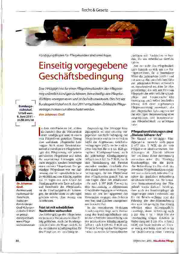 Vorschauseite 1: Einseitig vorgegebene Geschäftsbedingung