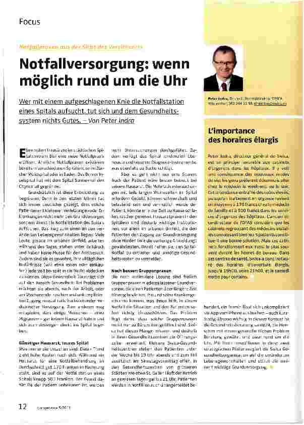 Vorschauseite 1: Notfallversorgung: wenn möglich rund um die Uhr