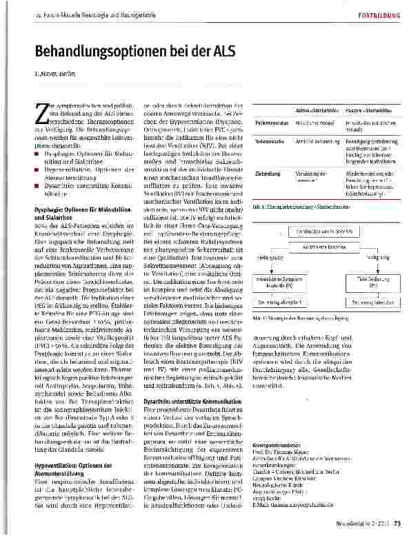 Vorschauseite 1: Behandlungsoptionen bei der ALS
