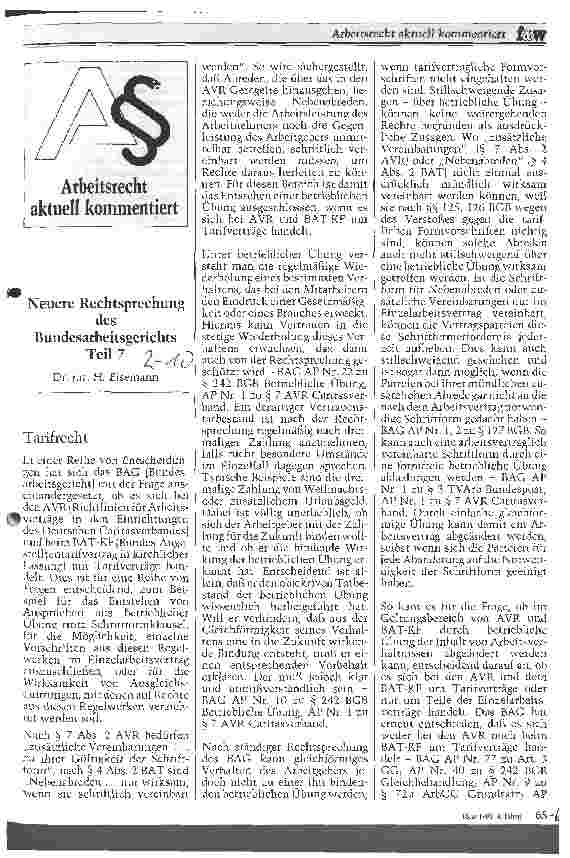 Vorschauseite 1: Neuere Rechtsprechung des Bundesarbeitsgerichtes Teil 7