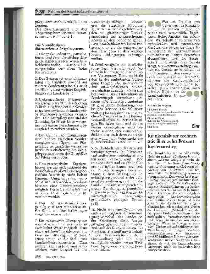 Vorschauseite 6: Reform der Krankenhausfinanzierung
